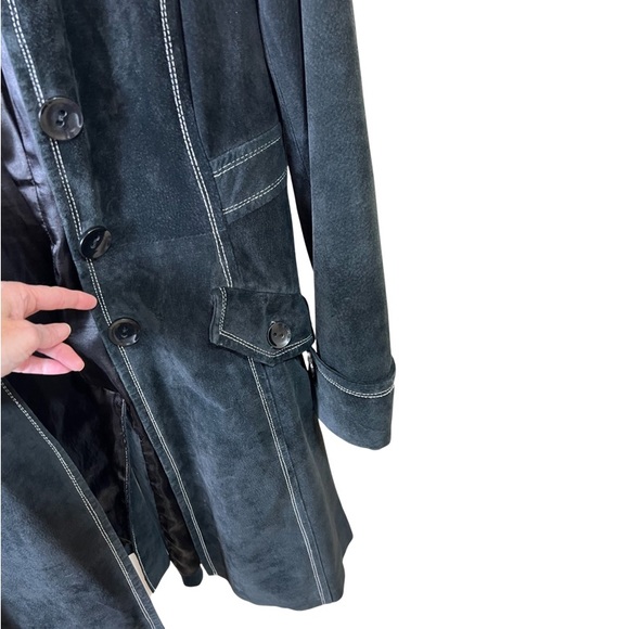 Georgiou Studios Vintage Black Suede Fur Trim Coat Size: 10 - Picture 11 of 14